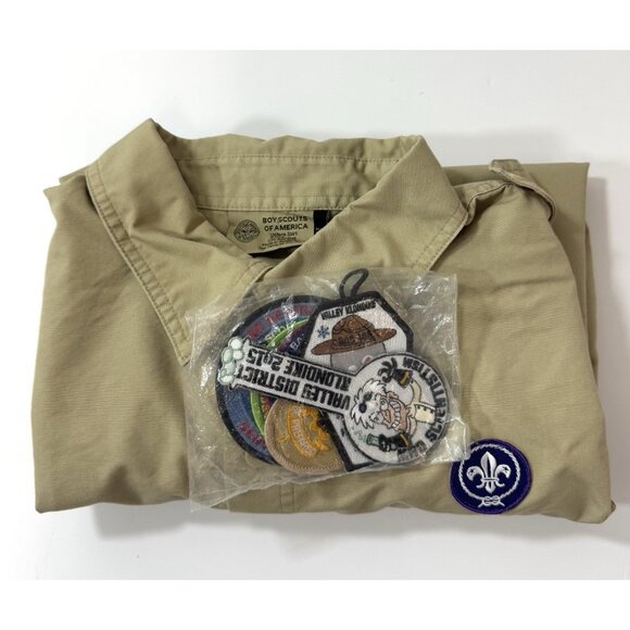 Boy Scouts Of America Mens Adult Size Large Official Uniform Shirt Extra Patches - Picture 9 of 16